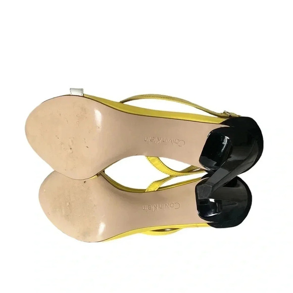 CALVIN KLEIN |Narella Yellow/White/Black Patent & Suede Stiletto Heels Size 7.5M - Picture 10 of 10